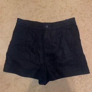 Joie black linen blend chino high waisted shorts